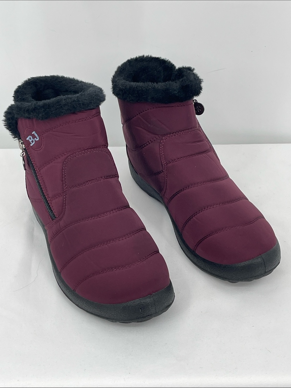 BJ WOMENS SIZE 40 Cozy Winter Ankle Boot - Burgundy SIZE 40
